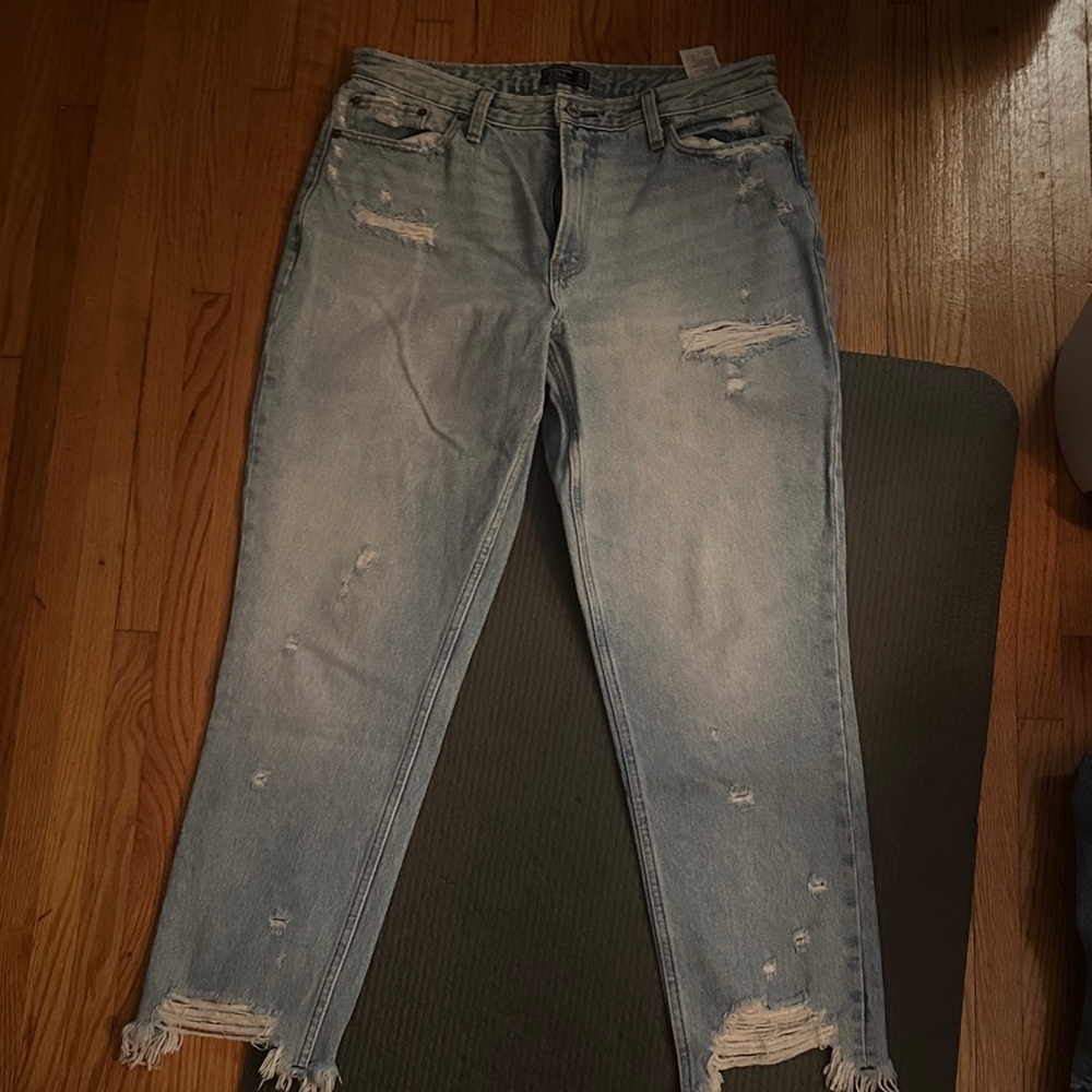 Abercrombie & Fitch Light Blue Distressed Boyfriend Jeans